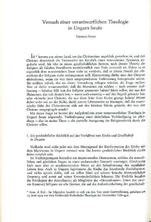 366-375 Versuch einer verantwortlichen Theologie in Ungarn heute