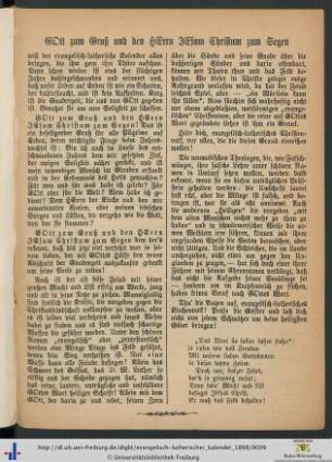 Gott zum Gruß und den Herrn Jesum Christum zum Segen.