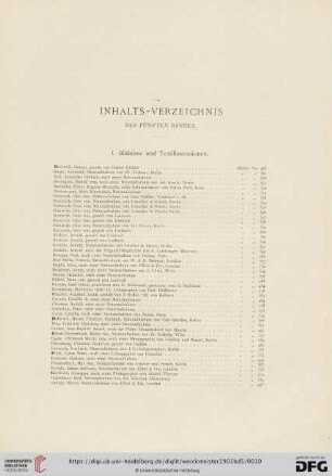 Inhalts-Verzeichnis des fünften Bandes