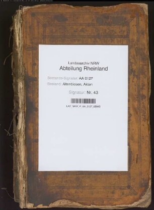 Lagerhebebuch sämtlicher Intraden der Kommende Siersdorf