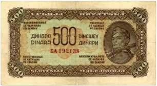 Geldschein, 500 Dinar, 1944