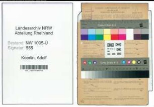 Entnazifizierung Adolf Koerlin , geb. 22.02.1898 (Bahnsekretaer)