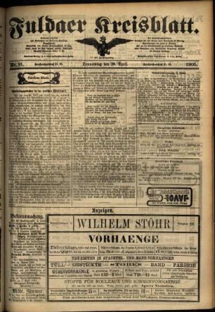 Zweite Ausgabe vom Donnerstag, den 20. April 1905.