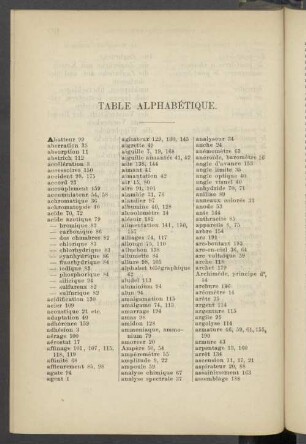 Table alphabétique