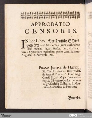 Approbatio Censoris.