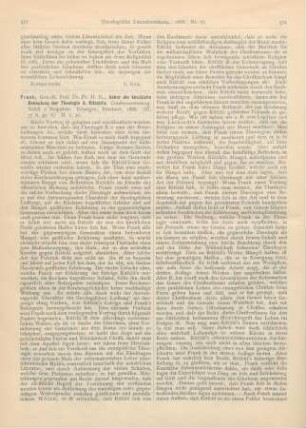 571-574 [Rezension] Frank, Fr. H. R., Ueber die kirchliche Bedeutung der Theologie A. Ritschl‘s