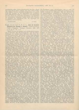 571-574 [Rezension] Frank, Fr. H. R., Ueber die kirchliche Bedeutung der Theologie A. Ritschl‘s