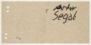 Notizzettel Arthur Segal