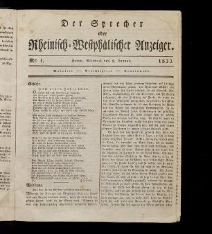 Der Sprecher oder Rheinisch-Westfälischer Anzeiger. 1832-1842