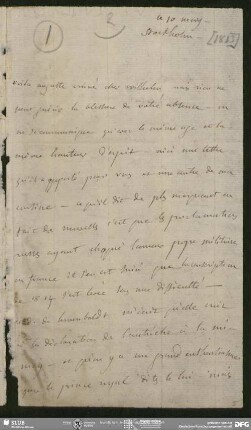 Eigenh. Brief von Anne Louise Germaine de Staël-Holstein an August Wilhelm von Schlegel, Stockholm, 10.05.1813