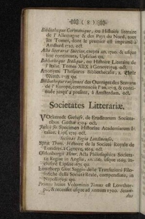 Societates Litterrariæ.