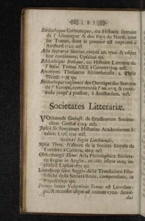Societates Litterrariæ.