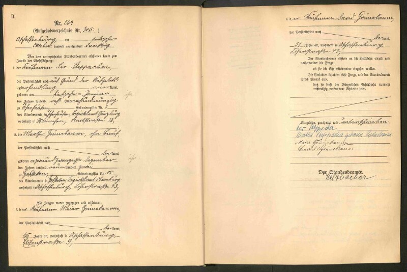 Standesamtsbuch der Stadt Aschaffenburg: Eheschließungen 252/1930 - 130/1931