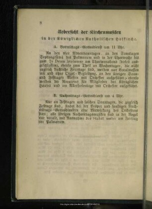Uebersicht der Kirchenmusiken