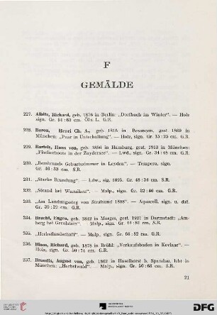F. Gemälde (Nr. 227-319)