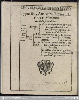 Typus seu, Analytica Textus Esa