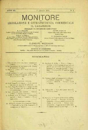 Monitore di legislazione e giurisprudenza commerciale : il casaregis. 3. 1877