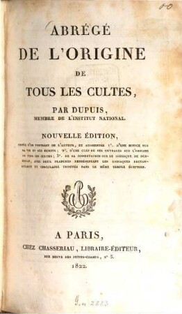 Abrégé de l'origine de tous les cultes
