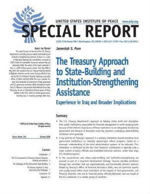 The treasury approach to state-building and institution-strengthening assistance: experience in Iraq and broader implications