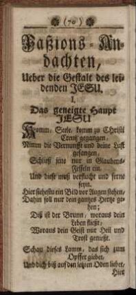 Paßions-Andachten, Ueber die Gestalt des leidenden Jesu.