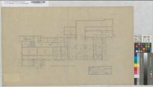 Wiederaufbau des Empfangsgebäudes [Bahnhof] Essen-Stadtwald, Blatt 1: Grundriß Kellergeschoß, M. 1:100