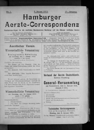No. 1. 5. Januar 1913. 16. Jahrgang.