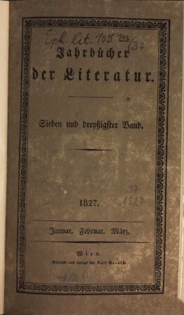 Jahrbücher der Literatur. 37, 37. 1827