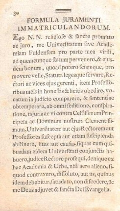 Formula juramenti immatriculandorum.