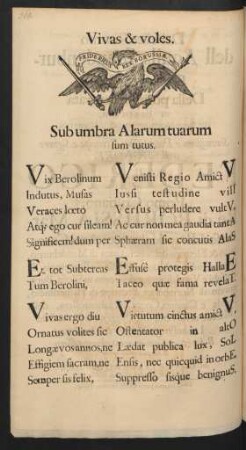 Vivas & voles. Sub umbra Alarum tuarum sum tutus.
