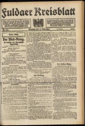 Erste Ausgabe vom Samstag, den 13. November 1915.