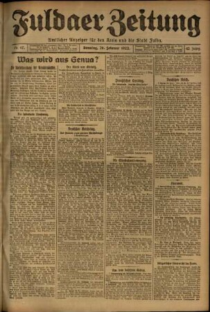 Erste Ausgabe vom Sonntag, den 26. Februar 1922.