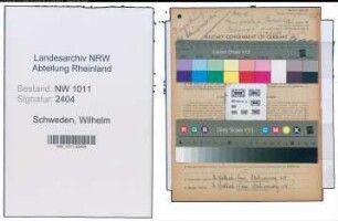Entnazifizierung Wilhelm Schweden , geb. 09.11.1906 ()