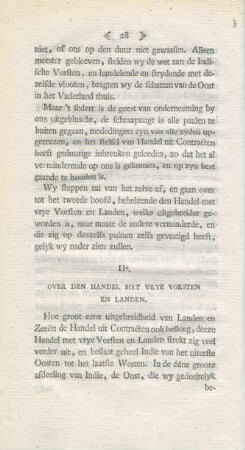 II. Over den handel, met vrye vorsten en landen