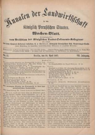 No. 17. Berlin, den 24. April 1867. VII. Jahrgang.