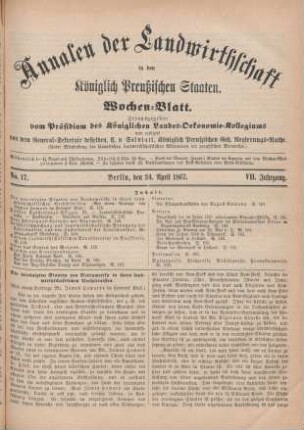 No. 17. Berlin, den 24. April 1867. VII. Jahrgang.