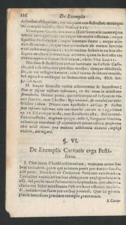 §. VI. De Exemplis Caritatis erga Pestiferos.