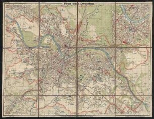 Stadtplan von Dresden, 1:20 000, Lithographie, um 1925