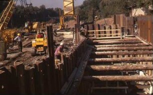 Esslingen, Bau der rechten Ufermauer, flussabwärts