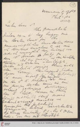 Briefe von Morris Jastrow an Carl Bezold: Brief von Morris Jastrow an Carl Bezold