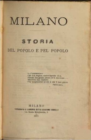 Milano : Storia del popolo e pel popolo