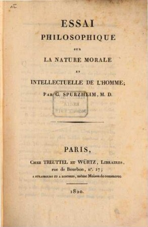 Essai philosophique sur la nature morale et intellectuelle de l'homme