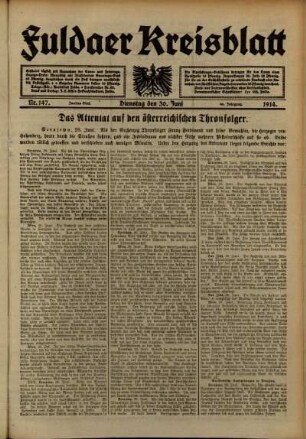 Zweite Ausgabe vom Dienstag, den 30. Juni 1914.