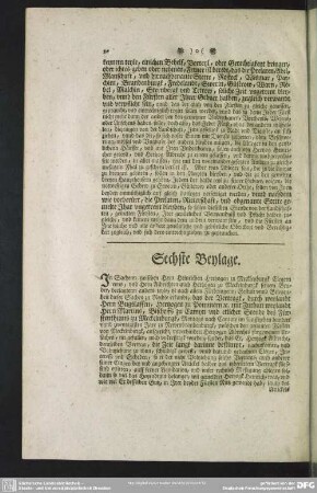 Sechste Beylage