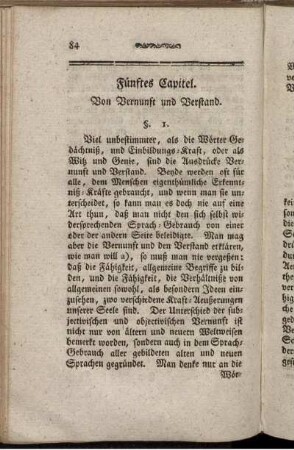 Fünftes Capitel. Von Vernunft und Verstand