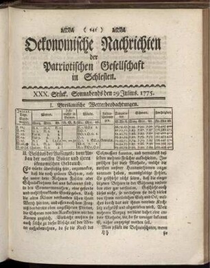 XXX. Stück. Sonnabends den 29 Julius. 1775.