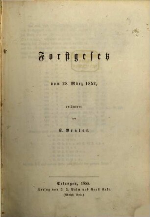 Forstgesetz vom 28. März 1852