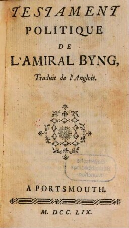 Testament politique de l'amiral Bying
