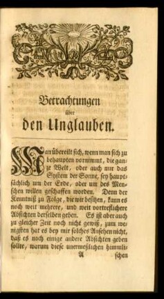 Betrachtungen über den Unglauben