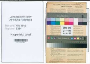 Entnazifizierung Josef Nappenfeld , geb. 07.02.1905 (Muellermeister)