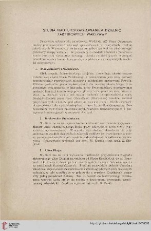 9: Studia nad uporządkowaniem dzielnic zabytkowych Warszawy